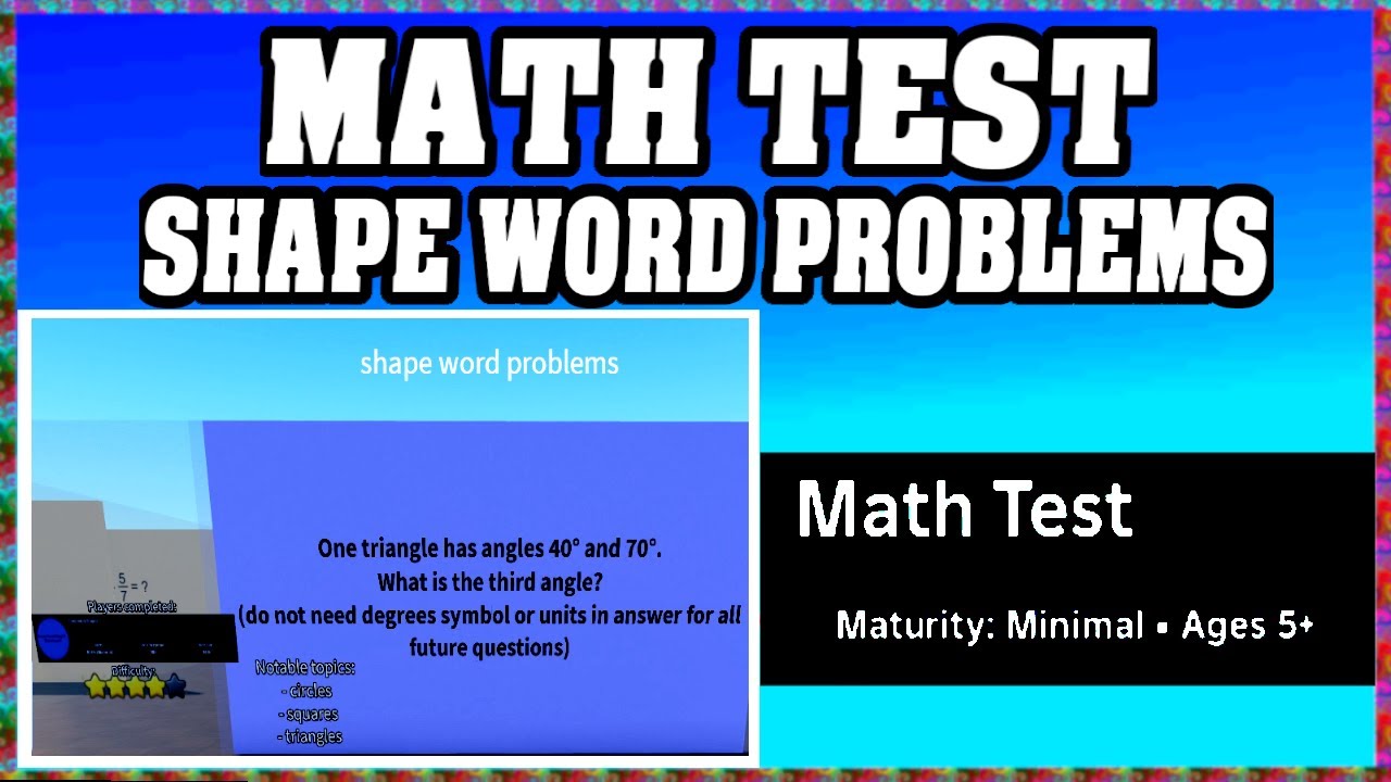 SHAPE WORD PROBLEMS - MATH TEST ROBLOX [Walkthrough] [English] [Full ...