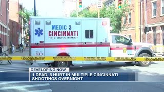 1 dead, 5 hurt in multiple shootings overnight