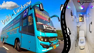 Delhi To Lucknow Bus Journey 🛣️ Washroom OnBoard 😲 PTC SKY BUS ❤️‍🔥 Expressway Night Driving