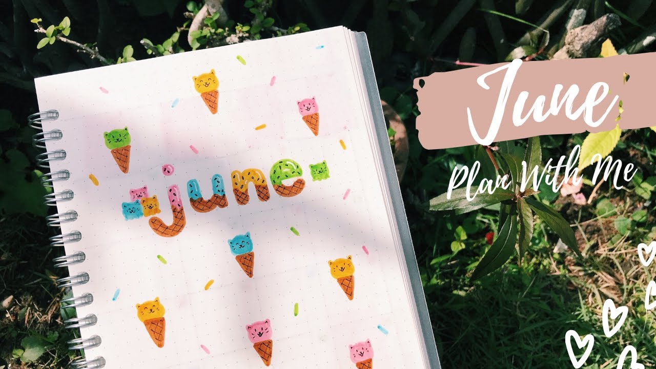 🍧 Plan With Me | Ice-cream Cats / Kittens Theme | June Bullet Journal Setup | The Sunshine Journals