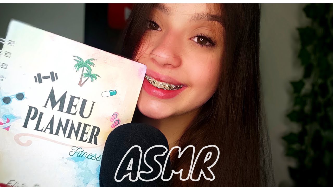 ASMR MEU PLANNER FITNESS ( TAPPING / SUSSURROS / SOM DE CHUVA ) Luiza Aro