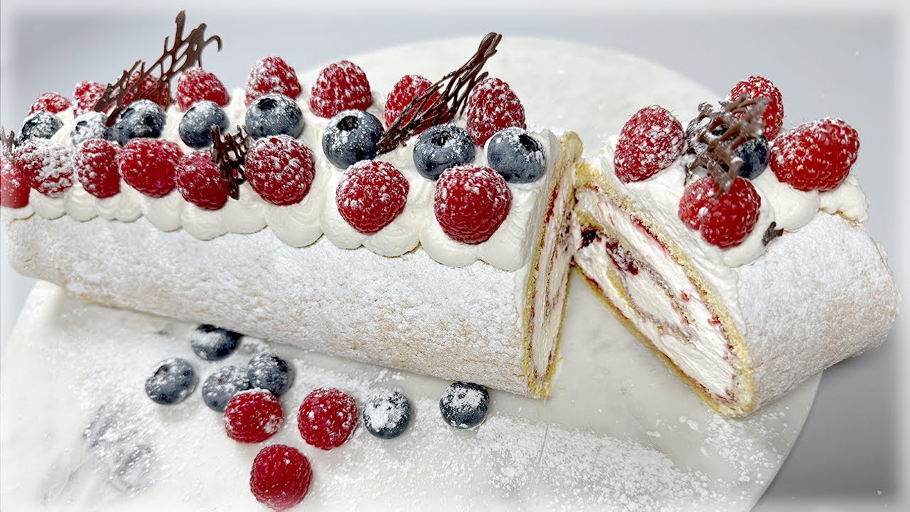 Moist Raspberry Swiss Roll Recipe YouTube