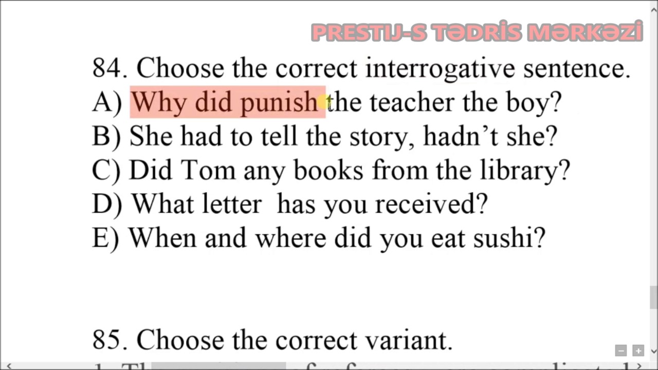 Magistr Qəbul İmtahanı 18.09.2016 | İngilis Dili testlərinin izahı