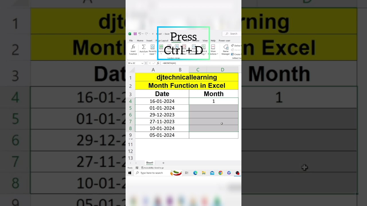 Month Function In Excel Month Formula In Excel exceltips exceltech Month Function In Excel Month Formula In Excel exceltips exceltech
