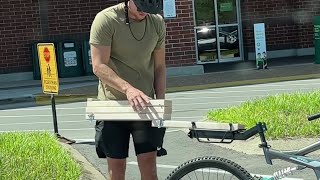 Man picks up Groceries with Bicycle!