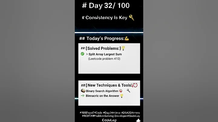 DAY 32/100 DAYS CODING CHALLENGE #100daysofcode #motivation #dsa #problemsolving #consistency