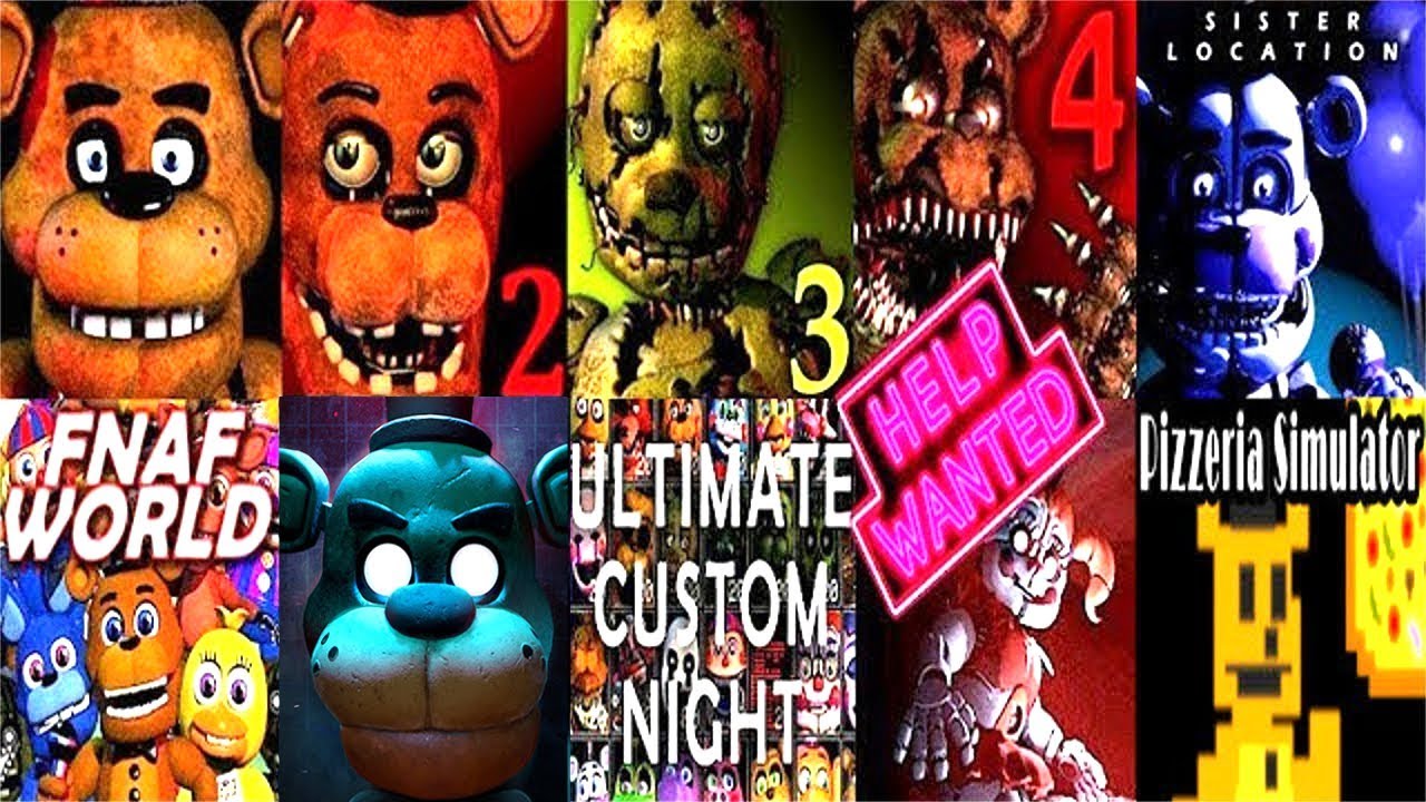 Five Nights at Freddy's VR ALL ANIMATRONICS FNAF 1 2 3 4 5 6 UCN Help  Wanted 