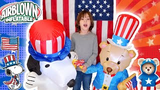 New Snoopy Inflatable Blow Up Fourth Of July American Bear Independence Day Decorations Home Depot!