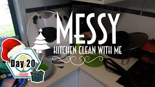 Real Life Messy Kitchen Clean With Me || Vlogmas Day 20