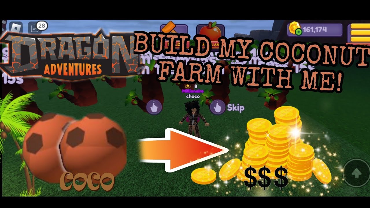 DRAGON ADVENTURES ROBLOX BUILD A COCONUT FARM WITH ME!! EASY TIP TO