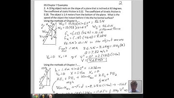 Conservation of Energy Example, Box Slides Down Plane with Friction