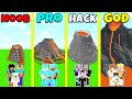 Minecraft Battle: NOOB vs PRO vs HACKER vs GOD: LAVA VOLCANO BASE HOUSE BUILD CHALLENGE / Animation