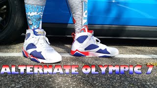 AIR JORDAN VII 7 OLYMPIC "TINKER ALTERNATE" REVIEW AND ON FOOT