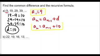 How to Find the Recursive Formula for Arithmetic and Geometric Sequences