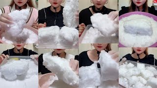 ONLY BITES🔷RU'S SOLO🤍SOFT SQUEAKY FREEZER FROST EATING🥶WHITE ICE EATING COMPILATION🧊