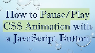 How to Pause/Play CSS Animation with a JavaScript Button