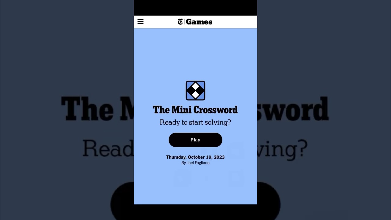 The Mini Crossword - NYT Word Game - October 19, 2023 