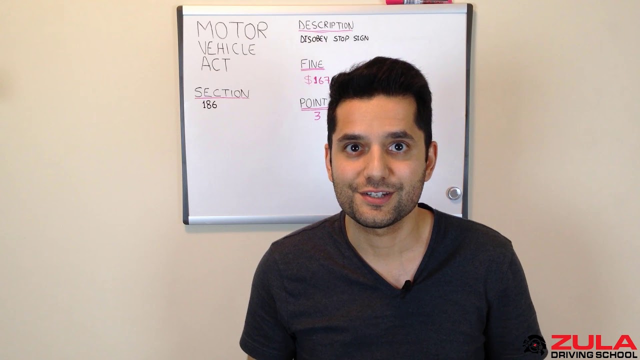 ICBC Road Test Violation 186 Disobey stop sign; $167 Ticket, 3 Penalty Points