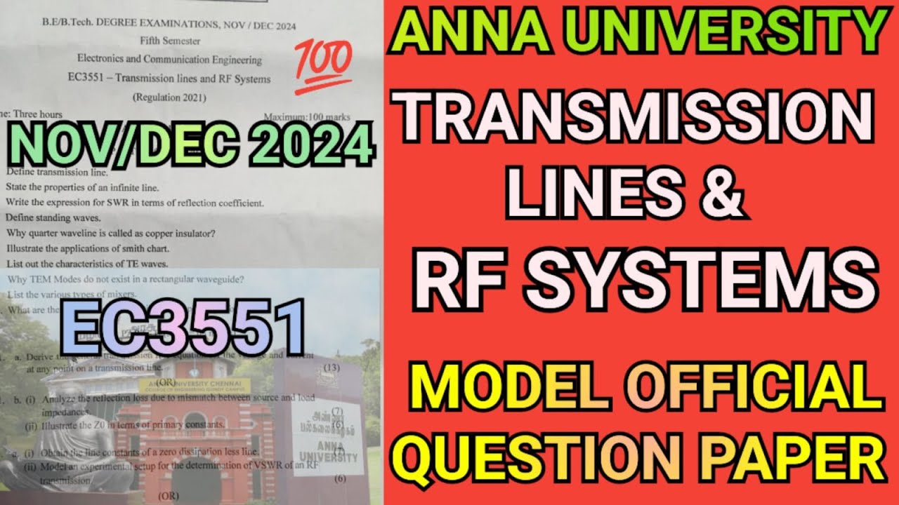 Transmission Lines & RF Systems Model Official Question Anna University ...