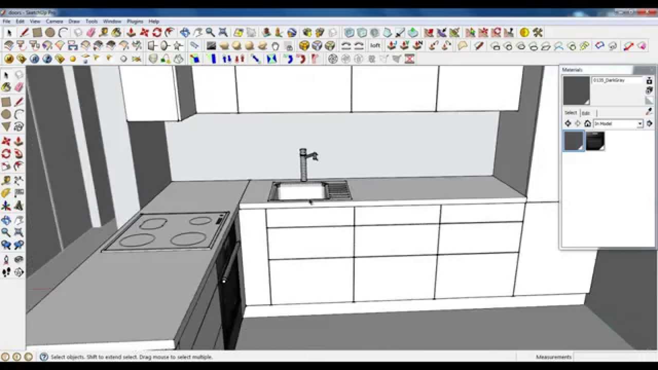 Google Sketchup Tutorial Part 03 Kitchen modeling Sink 