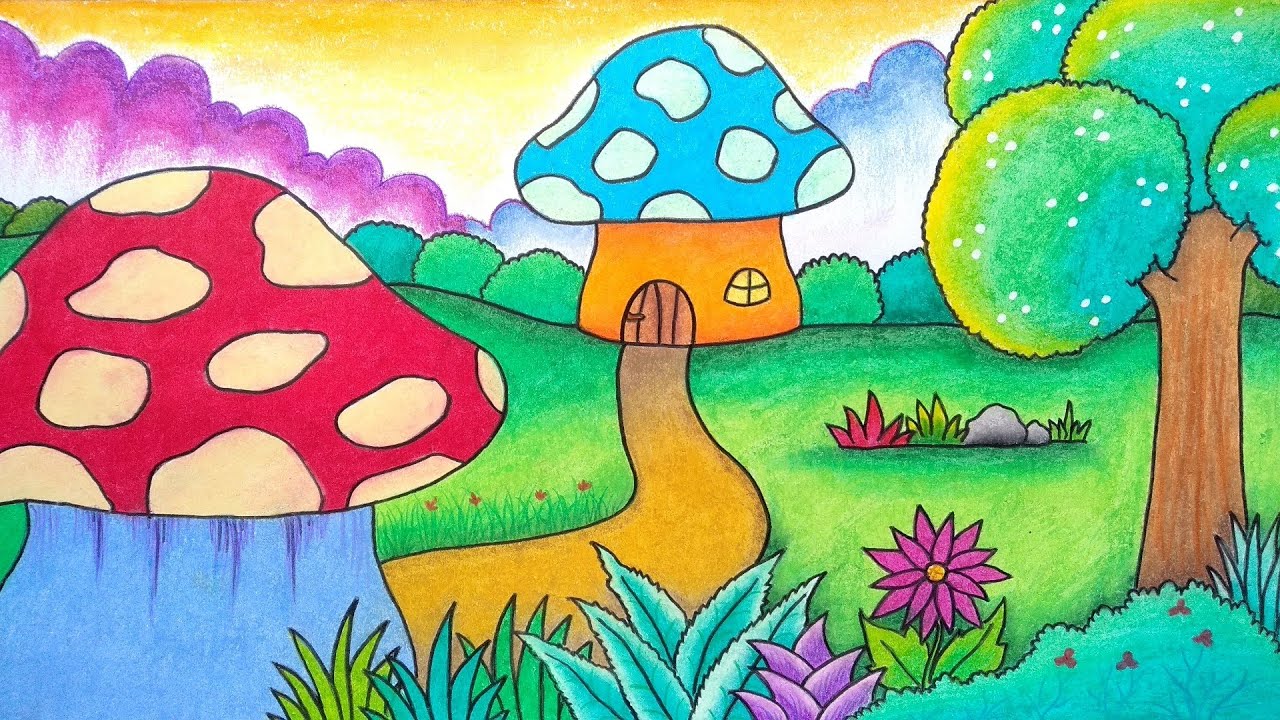 gambar mewarnai jamur Terupdate Untuk Anak SD, TK, PAUD | gambarcoloring