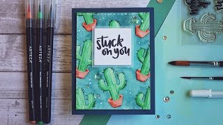 Palette Watercoloring with Arteza Markers - Simons July Card Kit