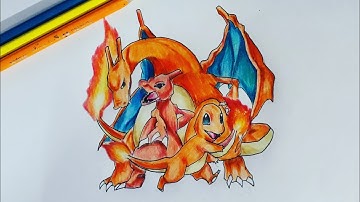 Drawing charizard ,charmander and charmeleon | How to draw charizard