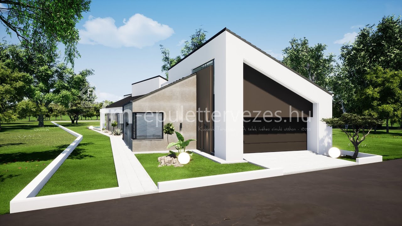 Kubusok térjátéka –  Modern családi ház, építész terv 3D |  fm-epulettervezes.hu
