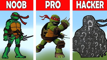 NOOB VS PRO VS HACKER Minecraft Pixel art Ninja Turtles