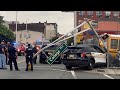 Two Paterson NJ Police Cars Collide and take out a traffic light Straight St and VanHouten St