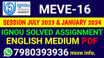 MEVE 16 Solved Assignment 2023-24 English, MEVE 16 Solved Assignment 23-24, MEVE-016 Assignment
