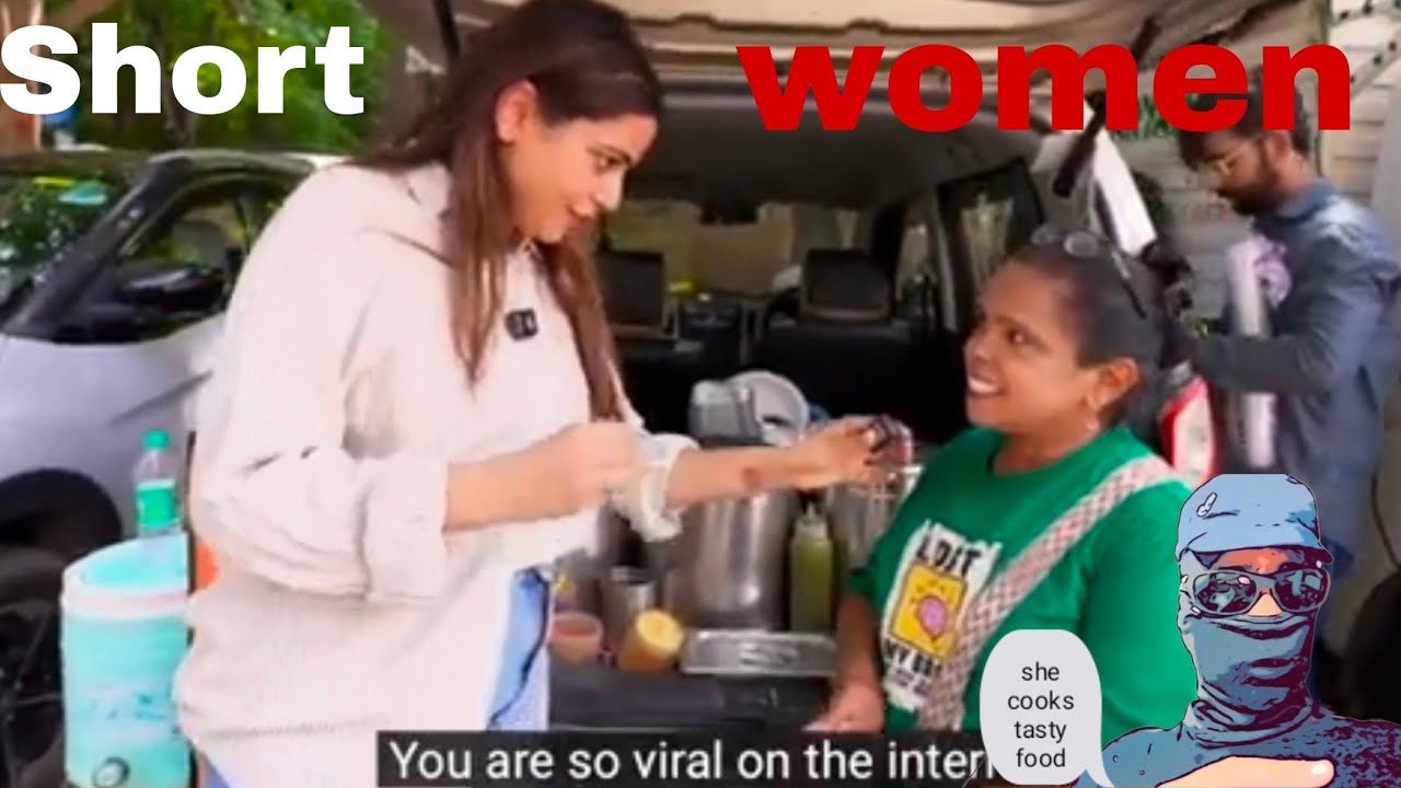 Short women cooks tasty food | Tall women short man 