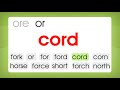 MELS Phonics 44 Wordlist (Phonograms - ore,or)