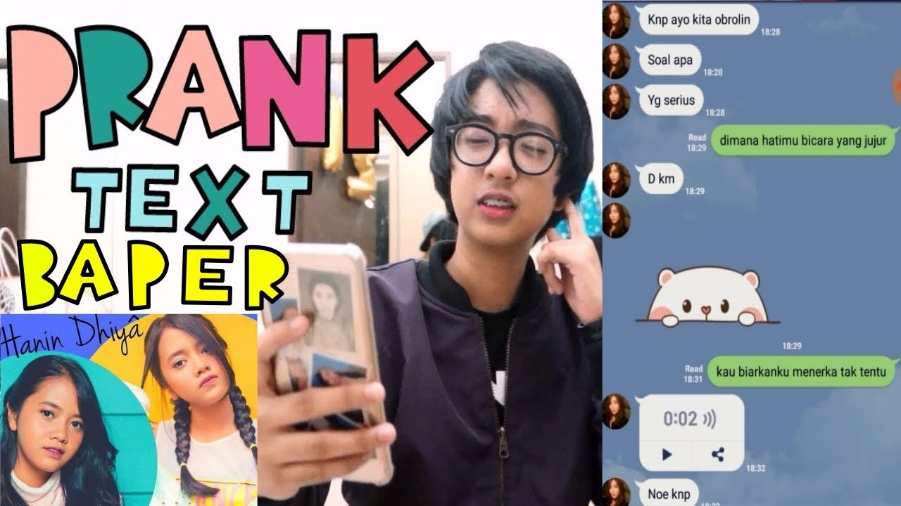 PRANK TEXT - Hanin Dhiya - Kau Yang Sembunyi MALAH DIAJAK SERIUS! - YouTube