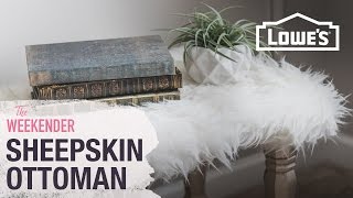 Faux Sheepskin Ottoman