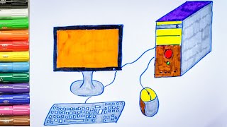 Hướng Dẫn Vẽ Và Tô Màu Chiếc Máy Tính Để Bàn// Drawing And Coloring The My  Computer - Youtube