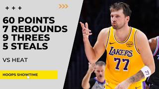 Luka Doncic 60 Points, 9 Threes, 7 Rebs, 5 Steals vs Heat | 25-26 NBA Season
