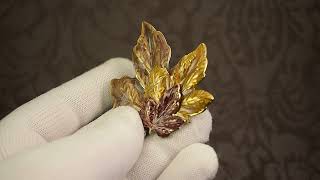 Винтажная брошь "Золотые кленовые листья" (KC США)