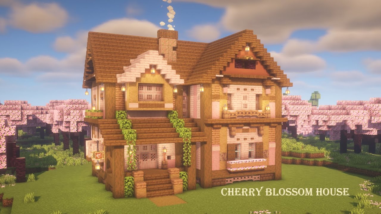 [マイクラ建築]1.20 桜の拠点の作り方[Minecraft][Cherry Blossom][桜建築] - YouTube