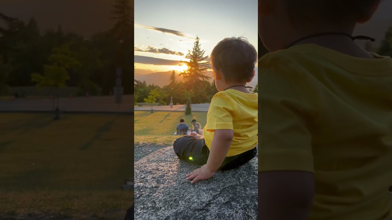 Son watching sunset 