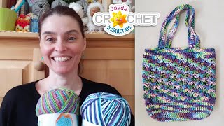 Shell Stitch Market Tote Bag  What to do with Variegated Yarn!  Crochet Pattern & Tutorial