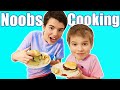 Noobs Cooking! Beginners Making DIY Hamburgers And Homemade French Fries For Our Family!