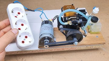 How to Make Generator with 4 Stroke Toyan RC Engine / Mini nitro motoru ile jeneratör yapımı