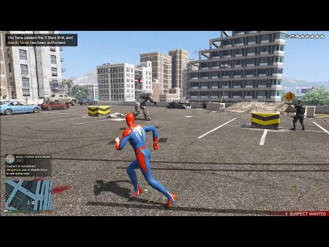 GTA 5 - Spider Man Epic Battle With Rhino + Six Star Escape