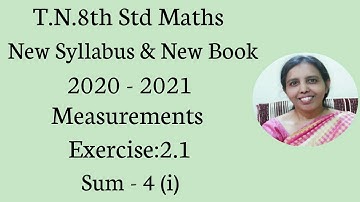 T.N.8th Std maths  Exercise:2.1  Sum - 4 (i)  | Measurements | chapter-2 |.