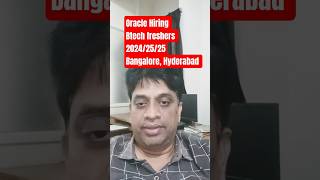 Oracle Hiring Btech  2024/25/26#Freshers &amp; 0–2 Yrs | Bengaluru &amp; Hyderabad