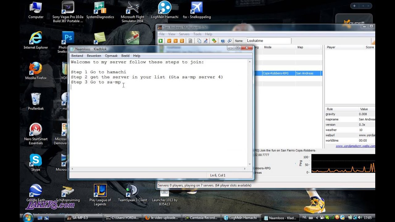 Join SF cops and robbers (gta san andreas) with hamachi