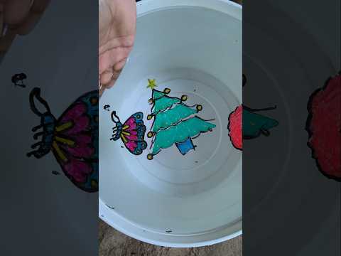 MAGICAL Christmas Tree and Butterfly Drawing Fun flower 🌺#shorts #viral #trending #drawing