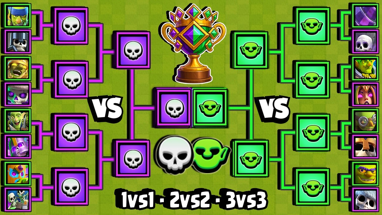 TORNEO de ESQUELETOS vs DUENDES | 1vs1 - 2vs2 - 3vs3 | Clash Royale