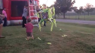Avengers Piñata!! Hitting it at birthday party!!